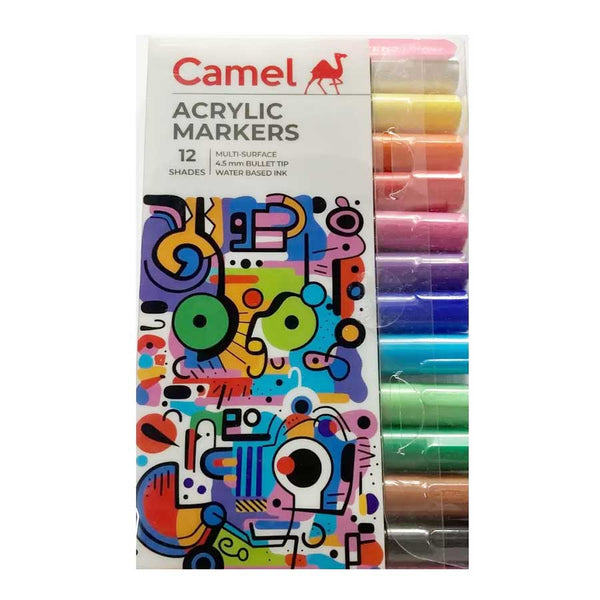 Camel acrylic paint markers set, 12 assorted shades