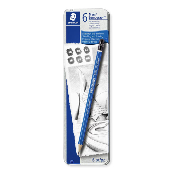 Staedtler Mars Lumograph pencil set of six in tin