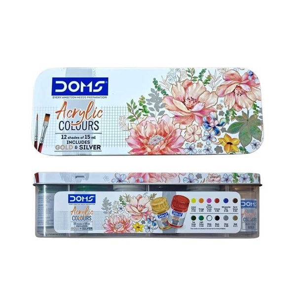 Doms acrylic colours set of 12 tubes