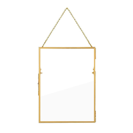 Vintage Floating Glass Frame, Golden, 5x7 inches