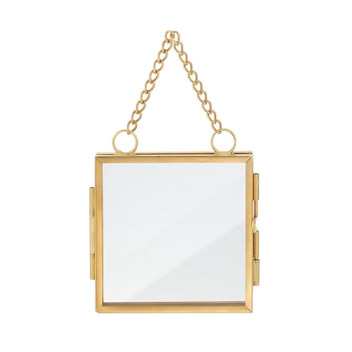 Vintage Floating Glass Frame, Golden, 2x2 inches
