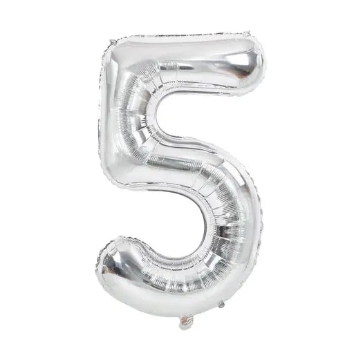 Alphabet Foil Balloon Silver 16 inches, Number 5