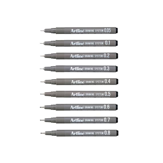 Artline Drawing Technical Micron Microtip Fineliner Pens, 9 Sizes