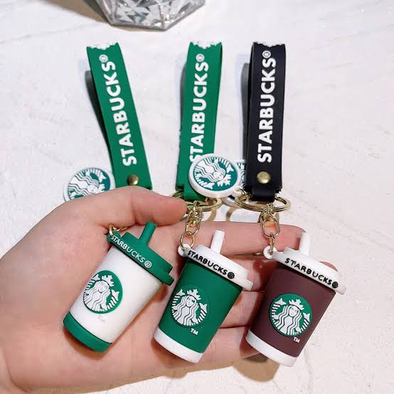 Coffee mug shaped rubber keychain design two