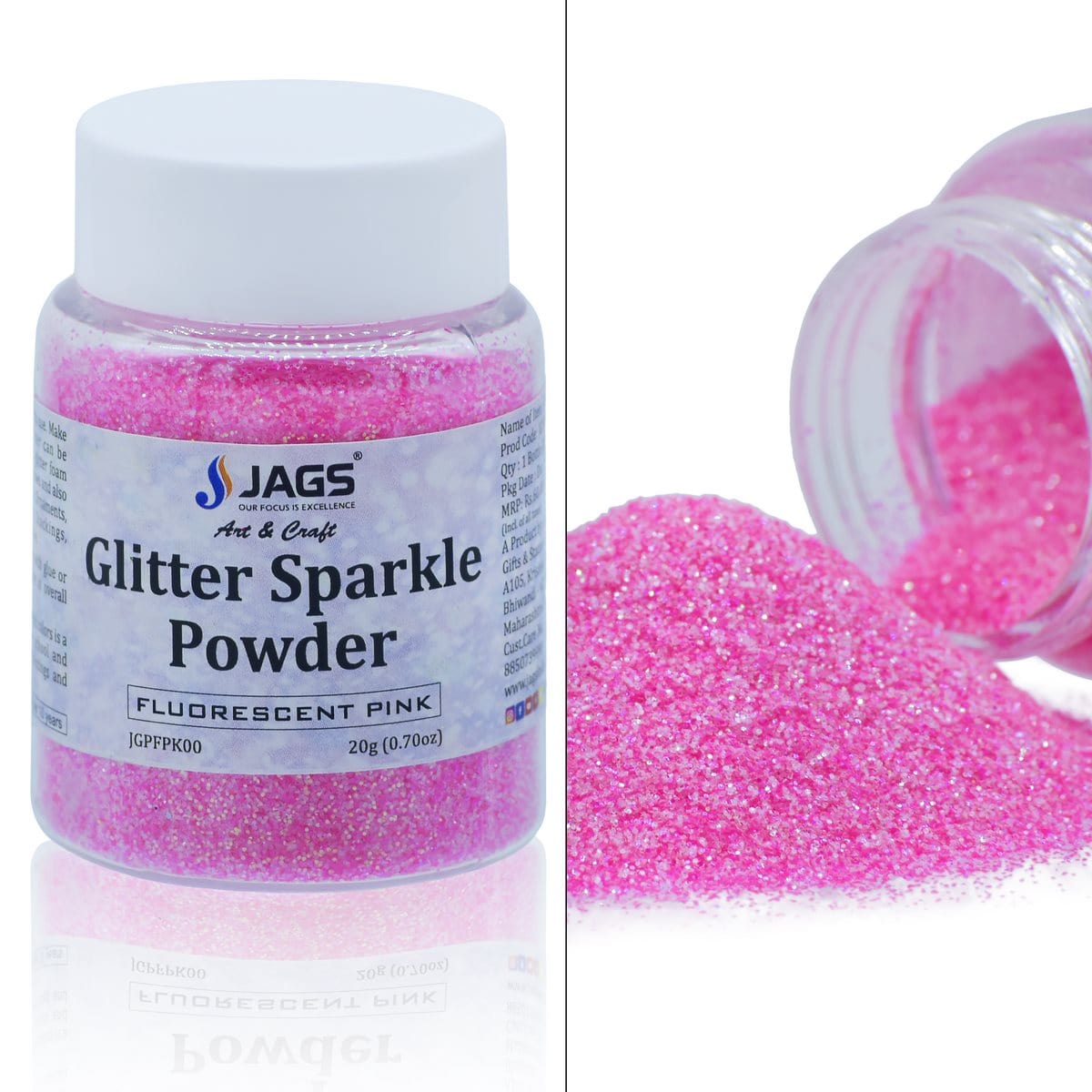 Jags Glitter Sparkle Powder 20g, Milky Pink
