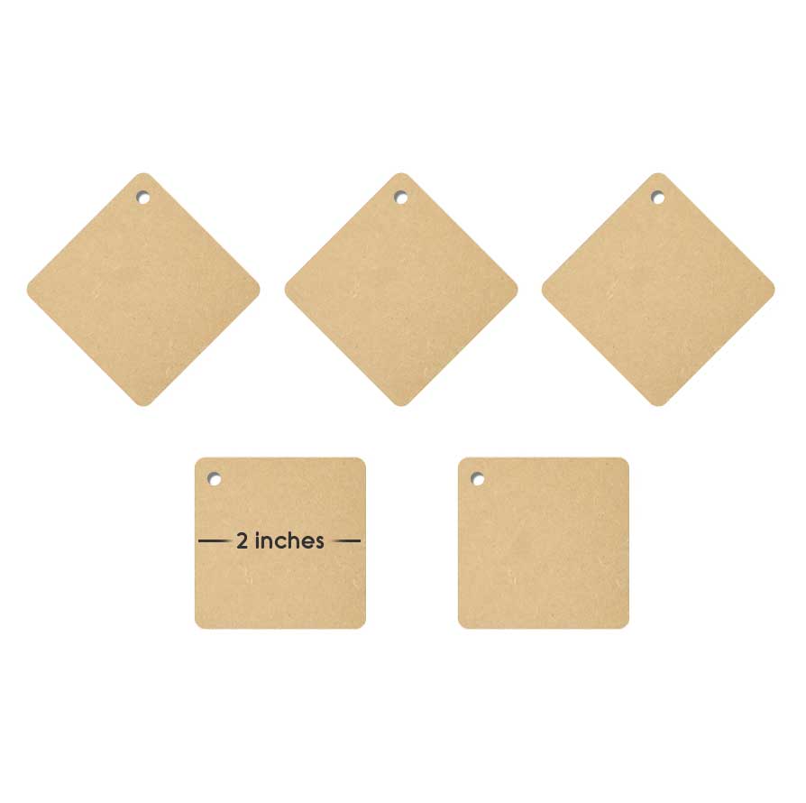 MDF Square with Hole for Keychain, 5pc