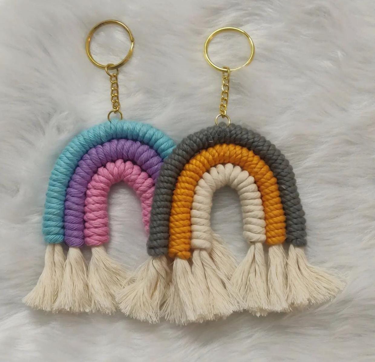 Keychain, Macrame Rainbow, Handmade