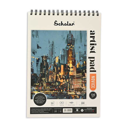 Scholar Artist Pad Novice Sketchbook 130gsm, 50 sheets, Spiral, A4
