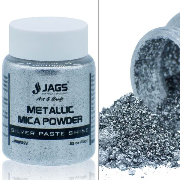 Silver shimmer mica powder pouch for resin crafts