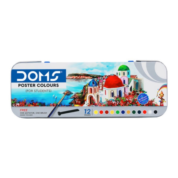 Doms Poster Colours set of 12 vibrant 10ml paint tubes