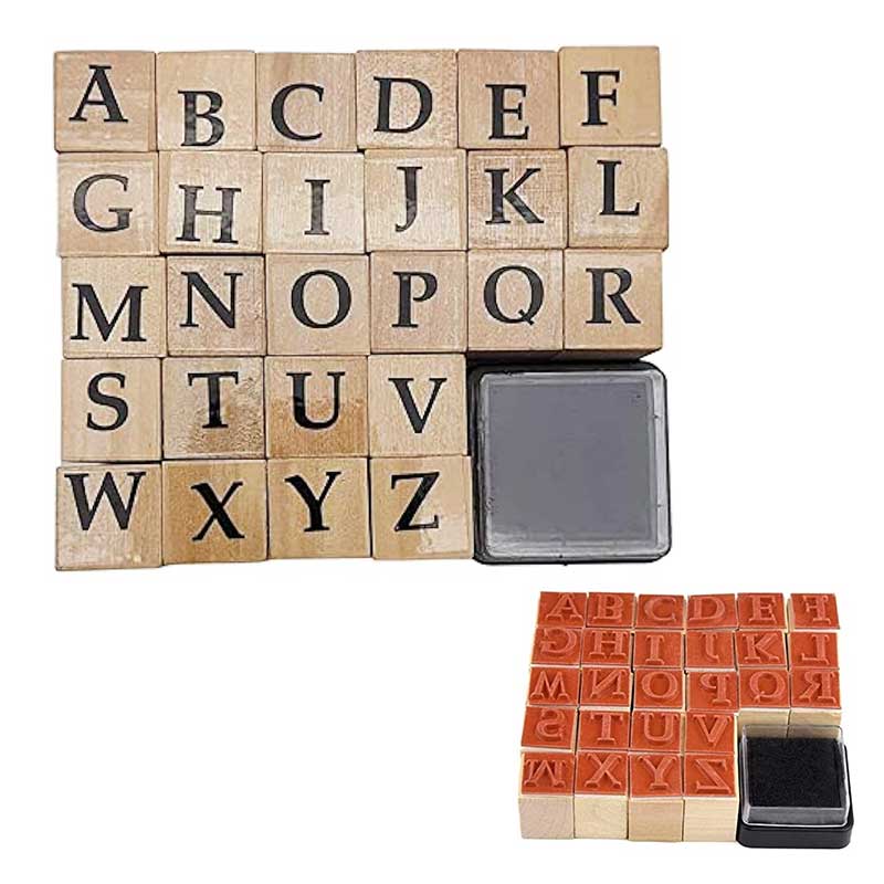 Wooden Capital Alphabet Stamps, 26pc #MG49-4