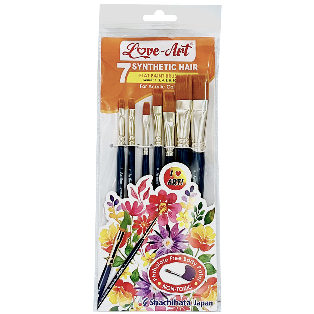 Love-Art Pony Hair Brushes Flat, 7pc