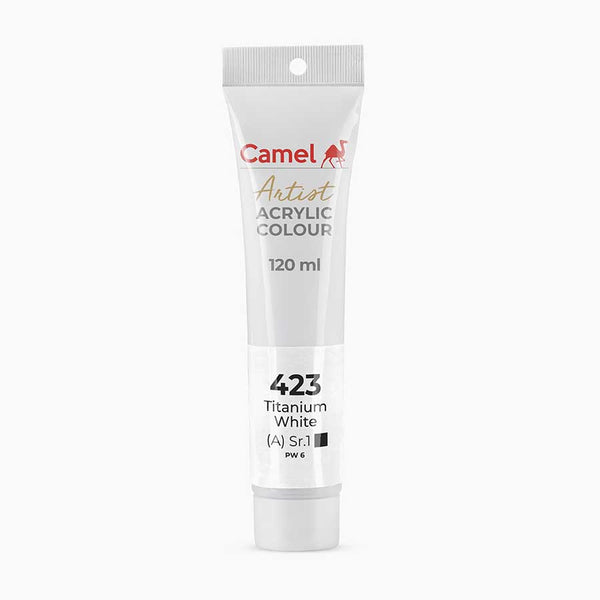 Camel Artist Acrylic Colour 120ml tube, Titanium White 423