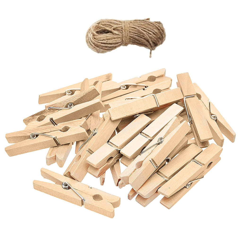 Wooden Clips, Natural, 20pc