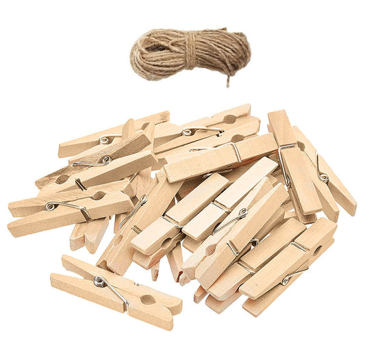 Wooden Clips, Natural, 20pc
