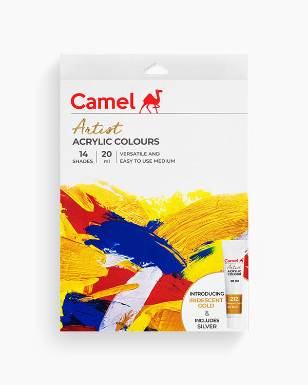 Camel Artist Acrylic Colours box, 14 shades, 20ml tubes
