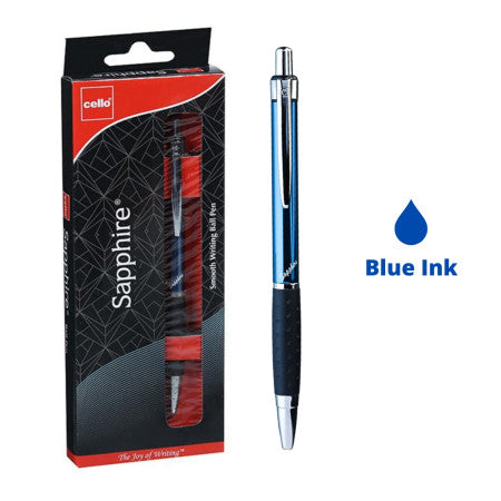 Cello Sapphire retractable ball pen with blue ink cartridge