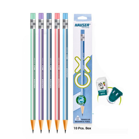 Hauser XO 2mm triangular mechanical pencil pack of 10