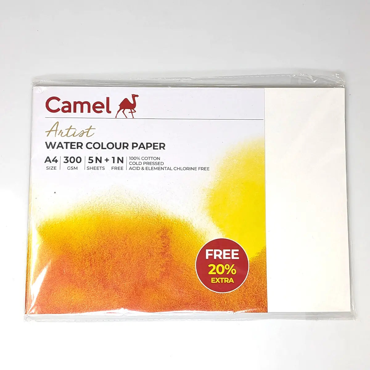 Pack of Camel 300gsm A4 watercolour paper sheets