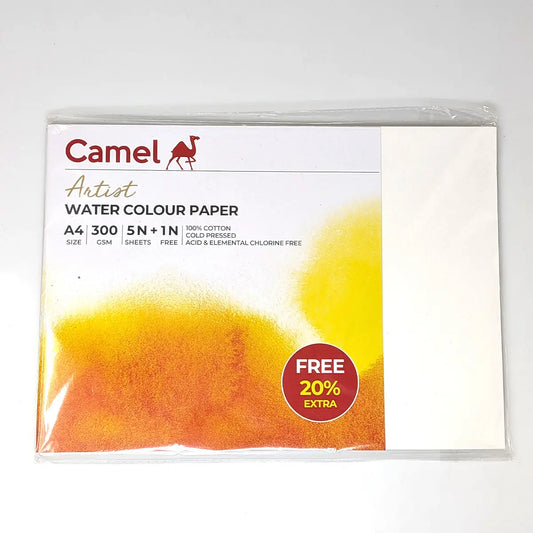 Pack of Camel 300gsm A4 watercolour paper sheets