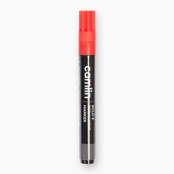 Red Camlin permanent marker with bold tip and cap