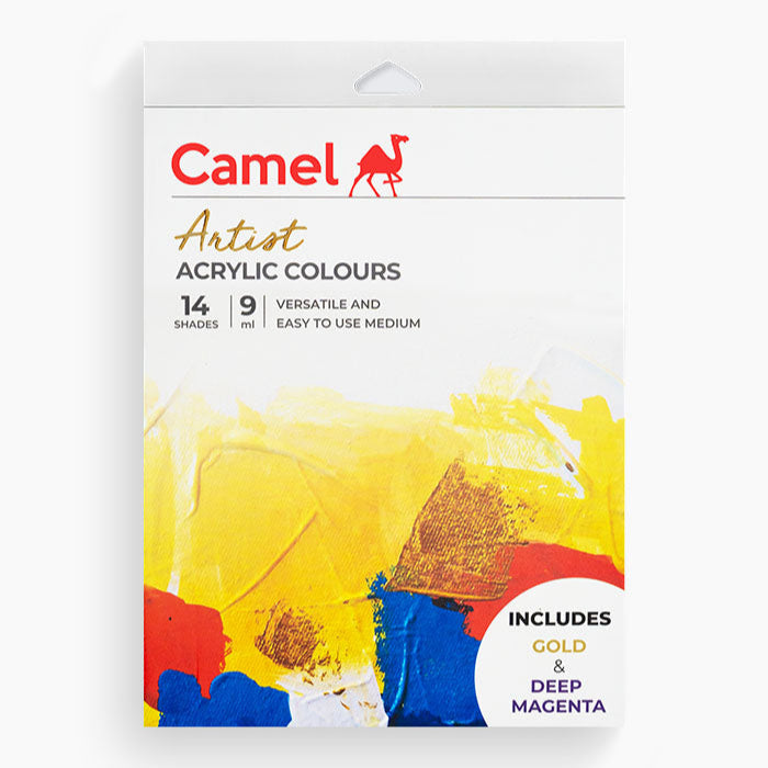 Set of Camel Artist Acrylic Colour tubes, 14 shades, 9ml each