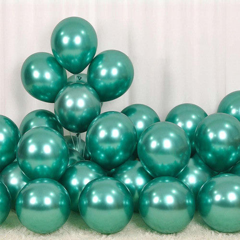 Metallic green latex balloons, pack of 50