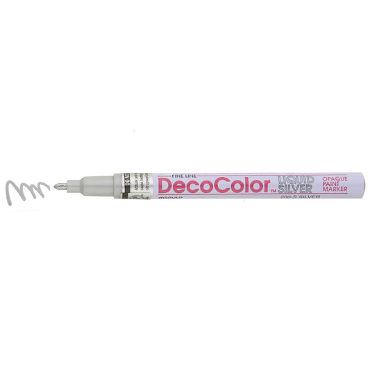 Marvy Uchida DecoColour Opaque Paint Marker, Fine Line, Silver 200-S