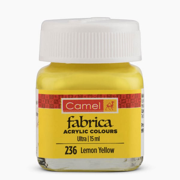 Bottle of Camel Acrylic Colour, 15ml, Lemon Yellow-236