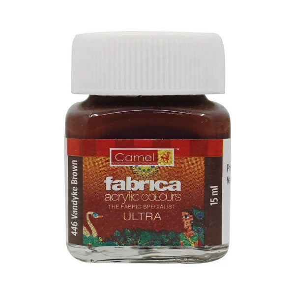 Bottle of Camel acrylic colour, Vandyke Brown shade