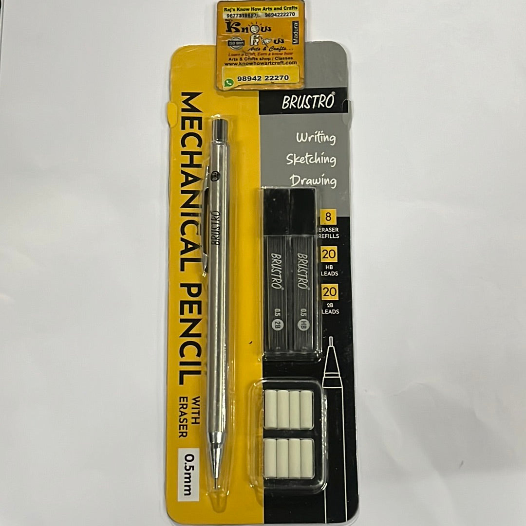 Brustro 0.5mm mechanical pencil with spare leads and eraser