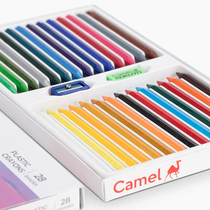Camlin Plastic Crayons 28 Shades with Eraser