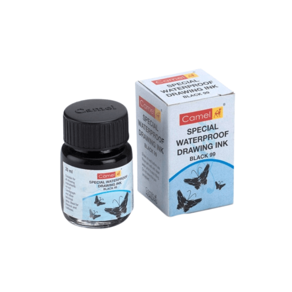 Camel Special Waterproof Drawing Ink 20ml black bottle