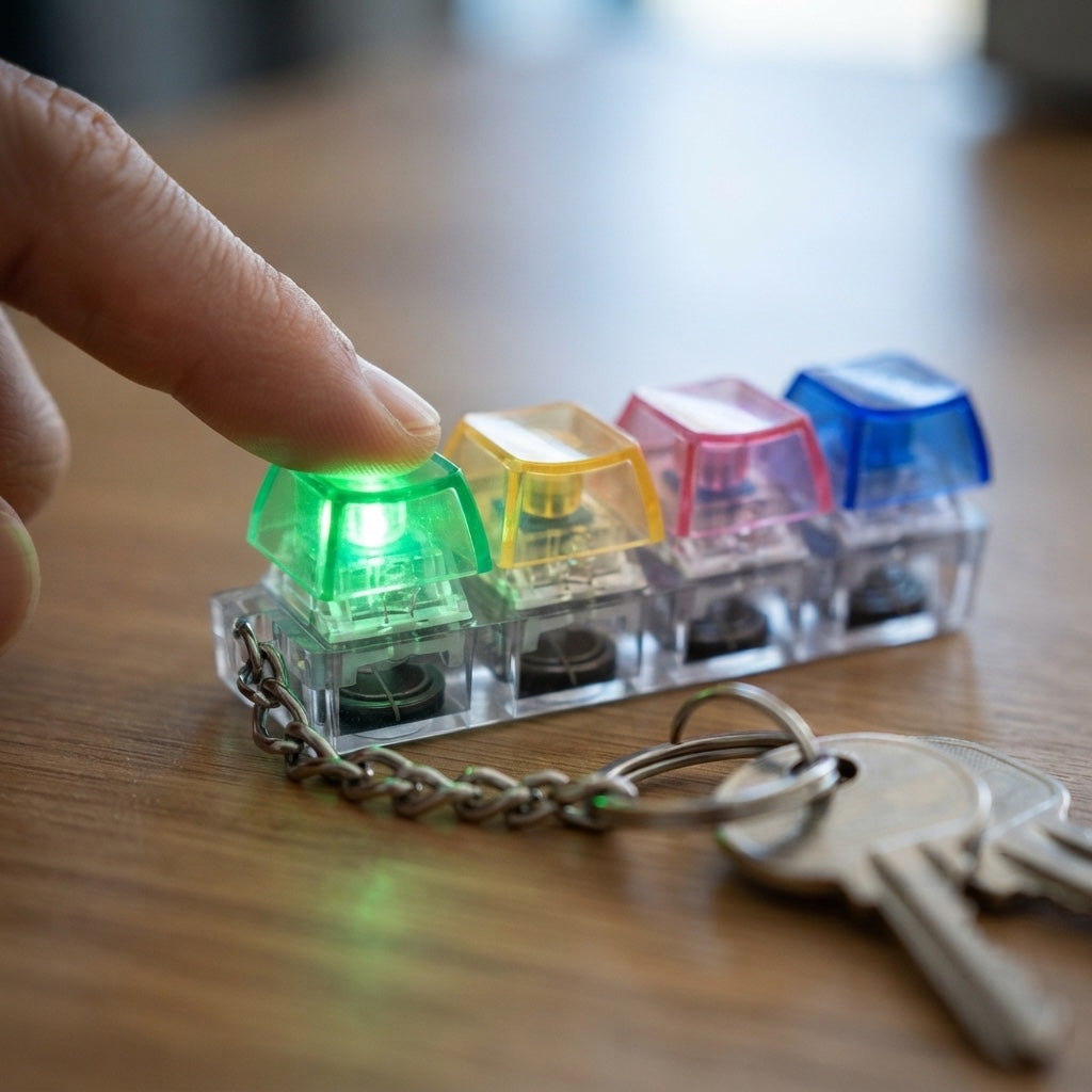 Mechanical Keyboard Light Keychain in use