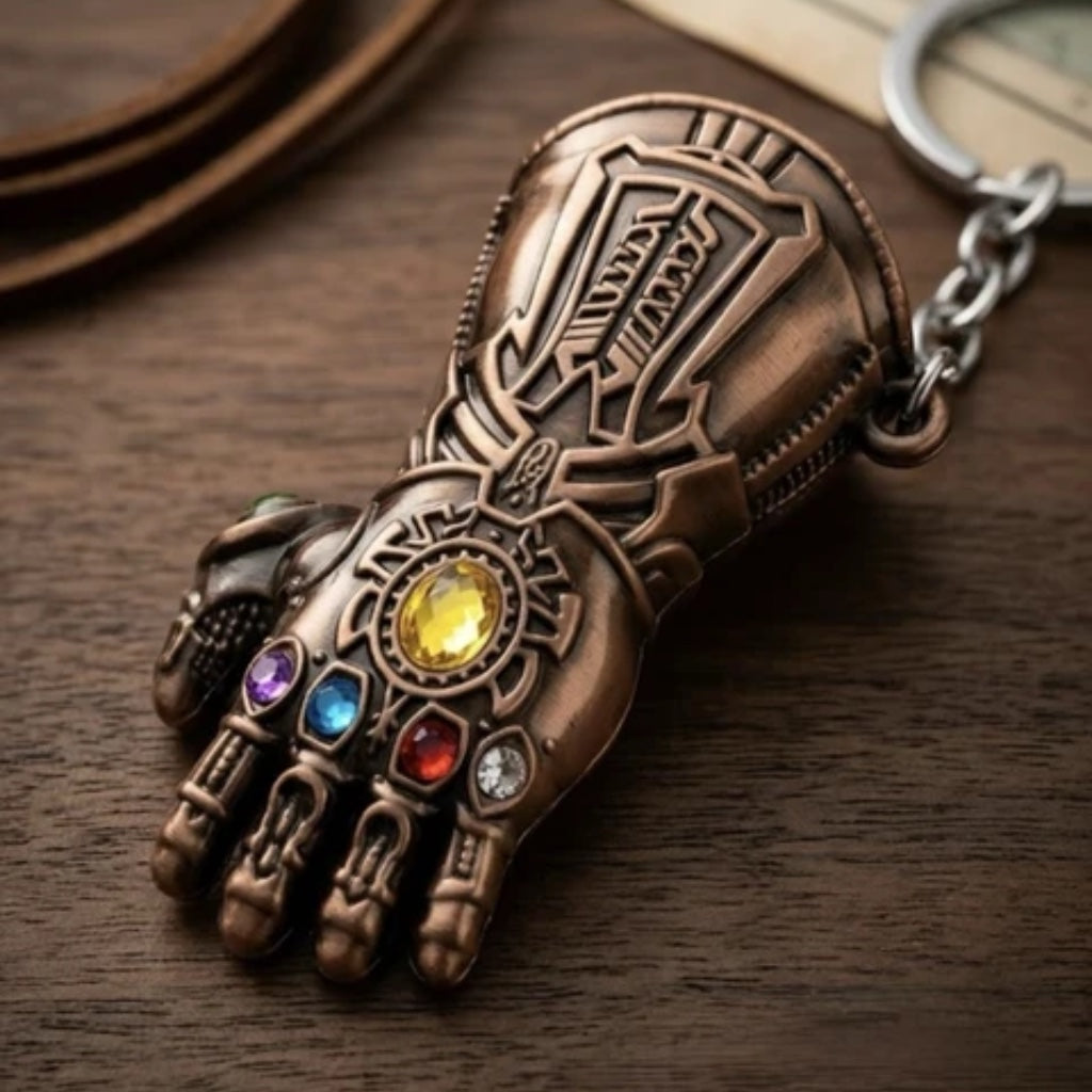 Thanos Hand Gauntlet Metal Stones Keychain