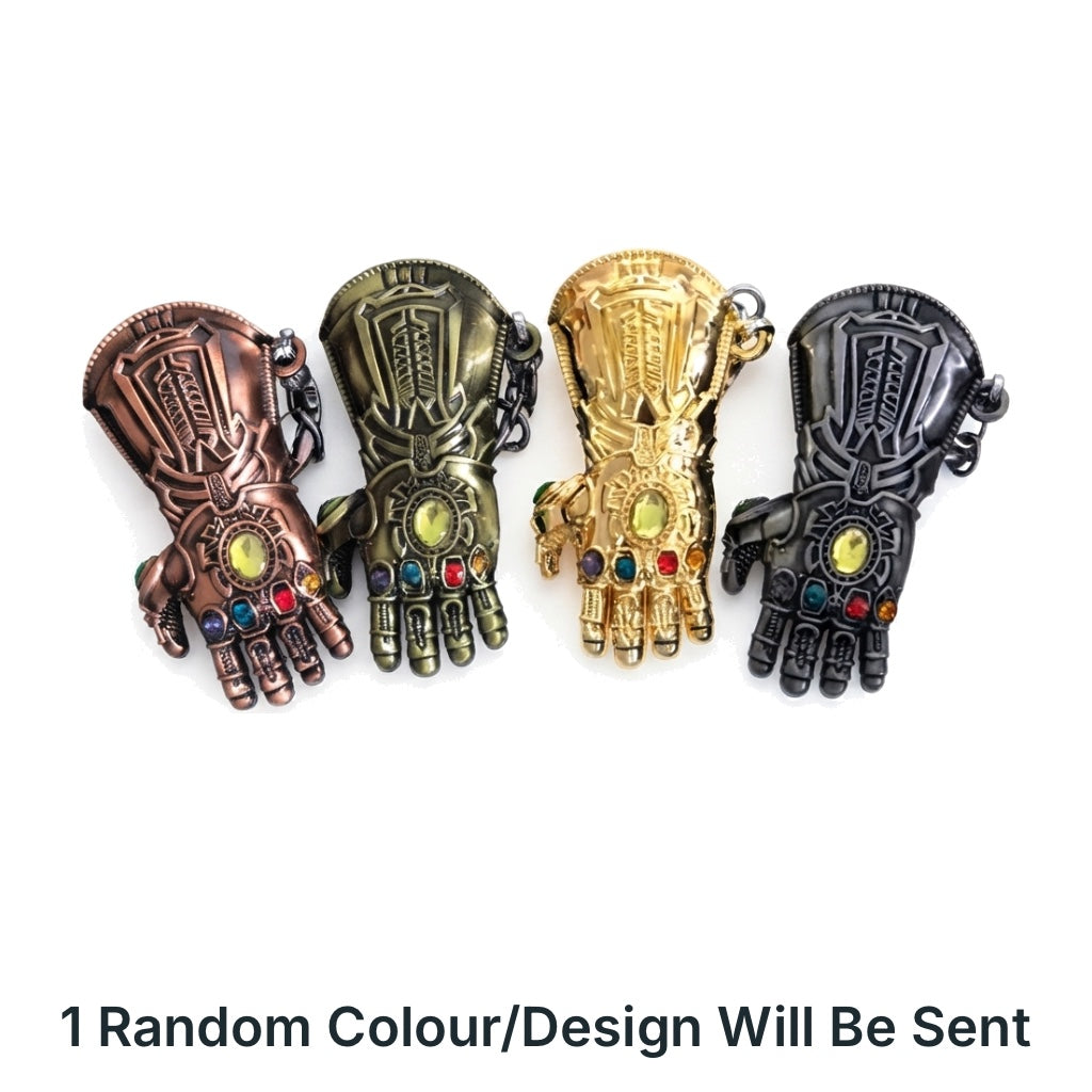 Thanos Hand Gauntlet Metal Stones Keychain