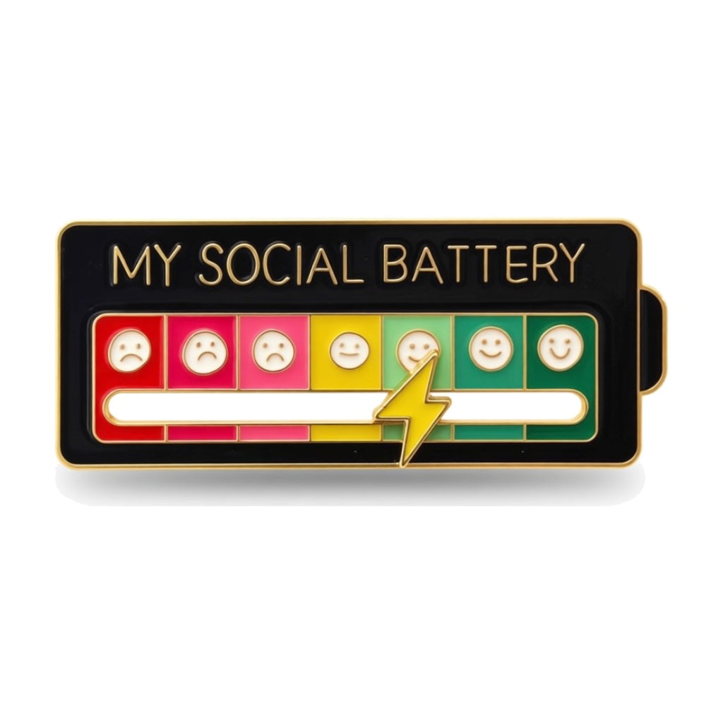 My Social Battery Enamel Pin Brooch