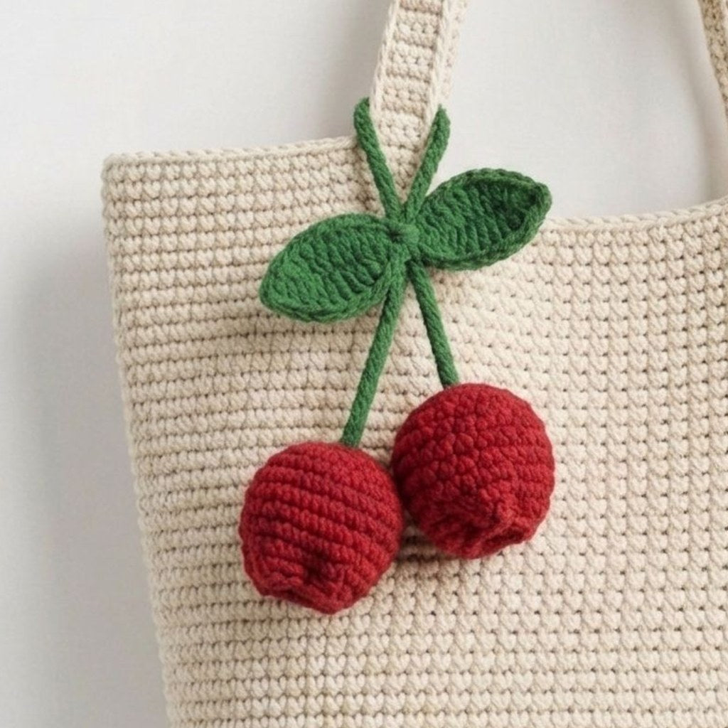 Handmade Crochet Hanging Cherry Charm