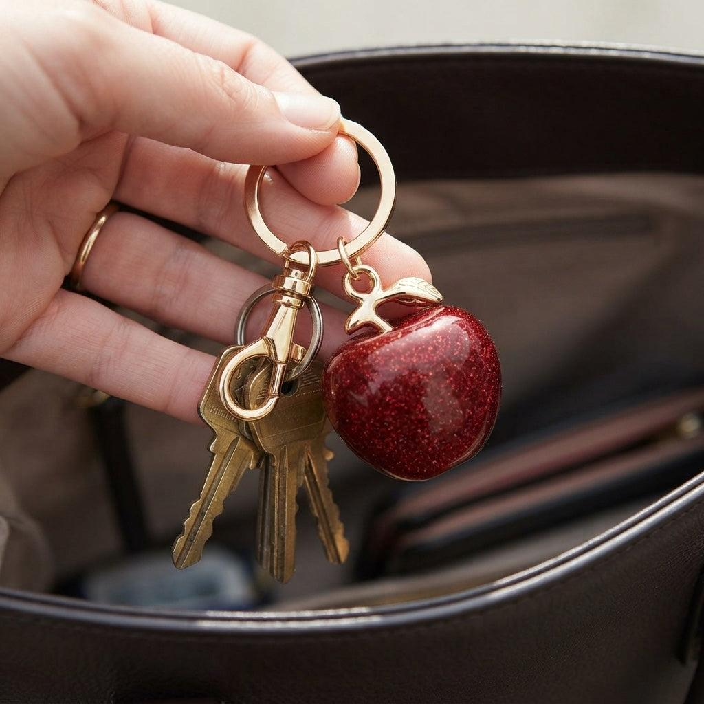 Apple Charm Keychain in use
