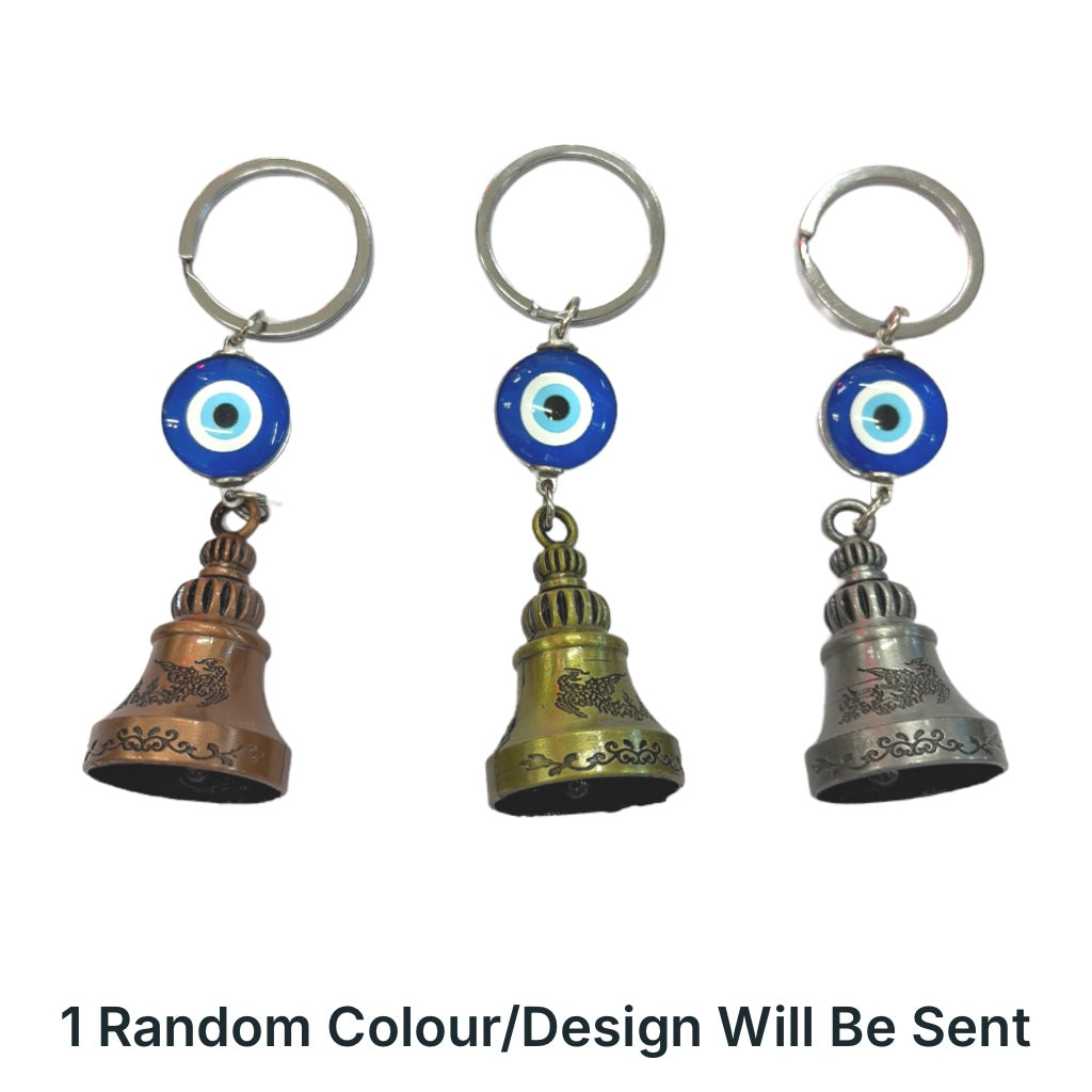 Guardian Bell Keychain with Evil Eye