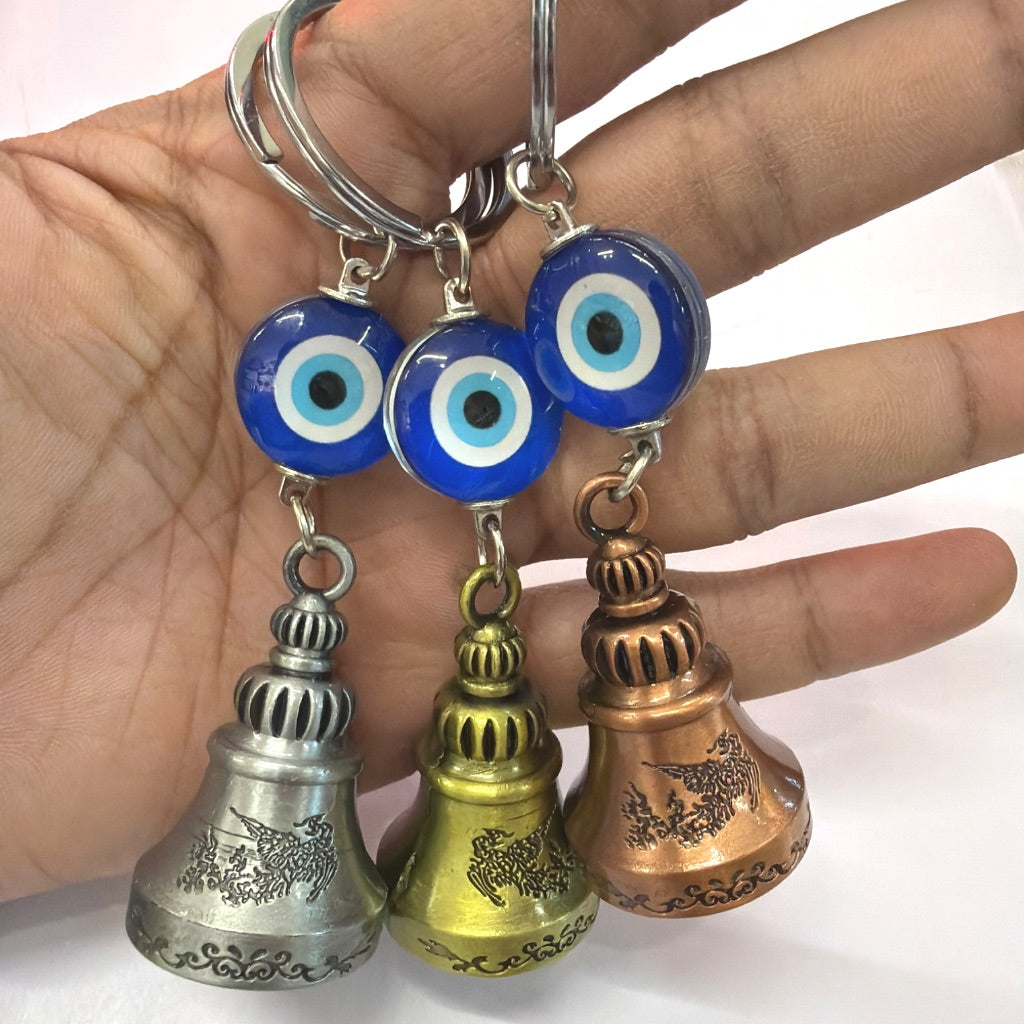 Guardian Bell Keychain with Evil Eye