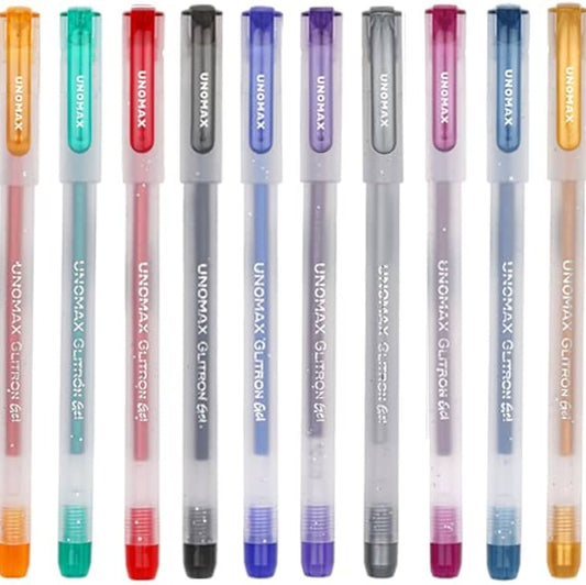 Unomax Glitron Gel Pens 10 Shades