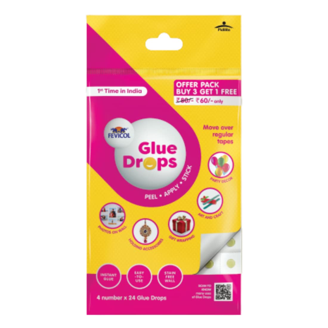 Pidilite Fevicol Glue Drops 4 x 24 drops