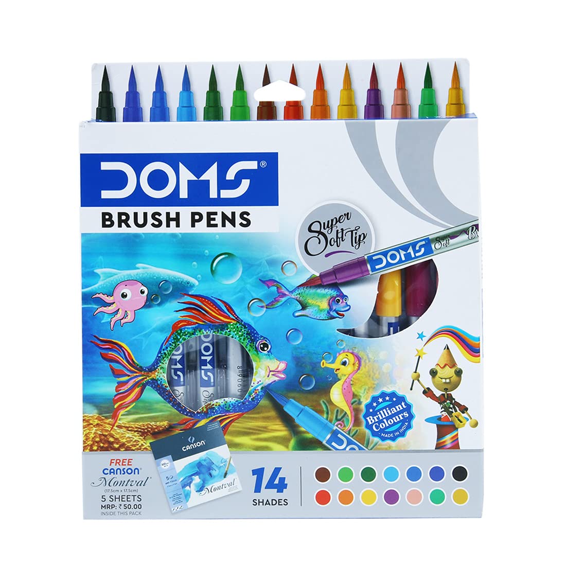 Doms Brush Pens, Super Soft, 12+1+1 Shades