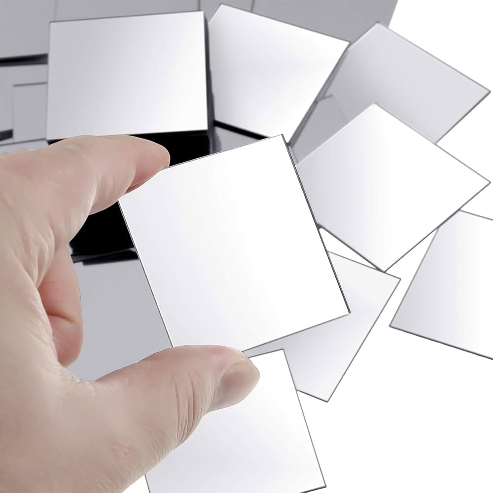 Silver acrylic mirror, 2x2 inches, pack of 2