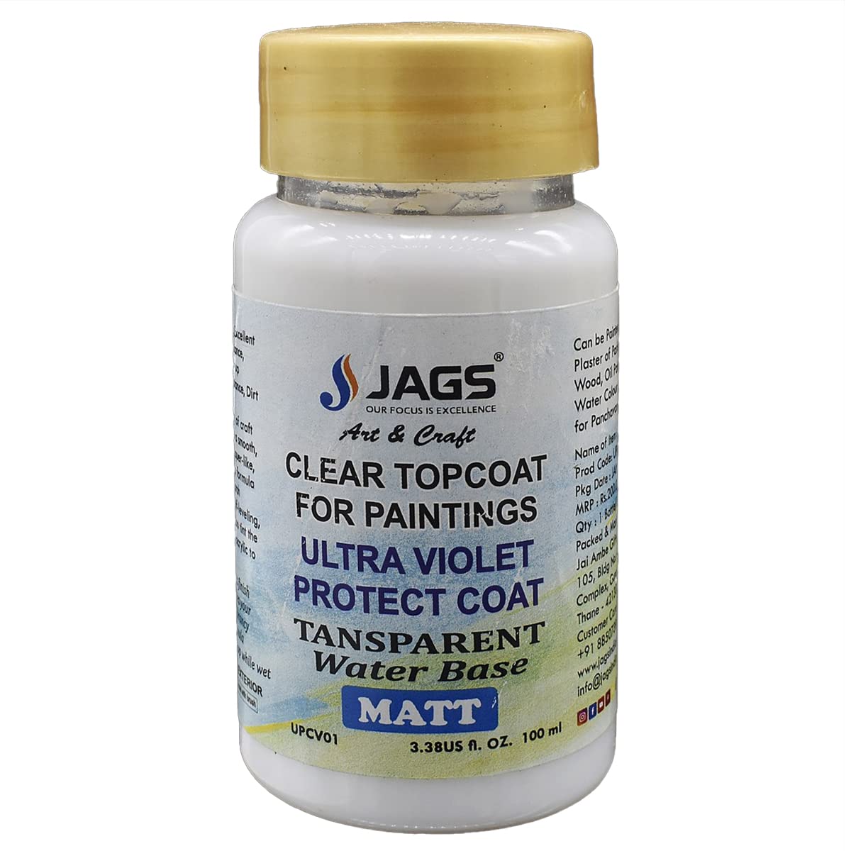 Jags Clear Topcoat Varnish 100ml, Matt