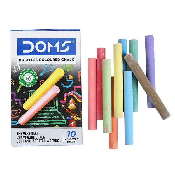 Doms Dustless Chalks pack of 10 in assorted colours