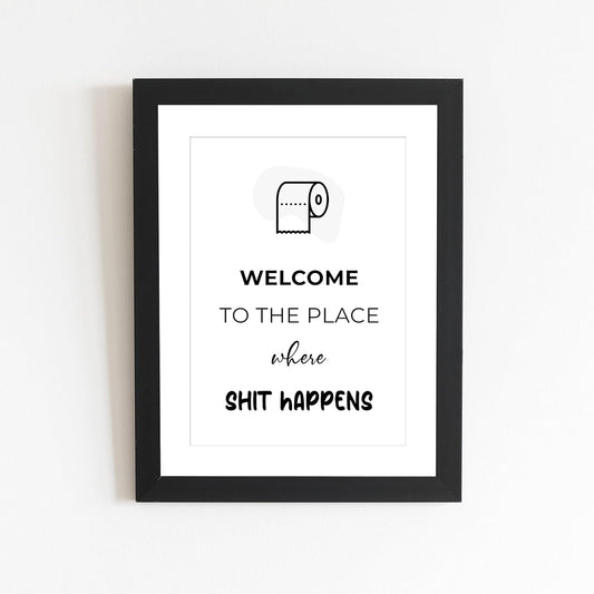 Craftolive Funny Minimalist Toilet Humor Typography Wall Frame - PSTRN06