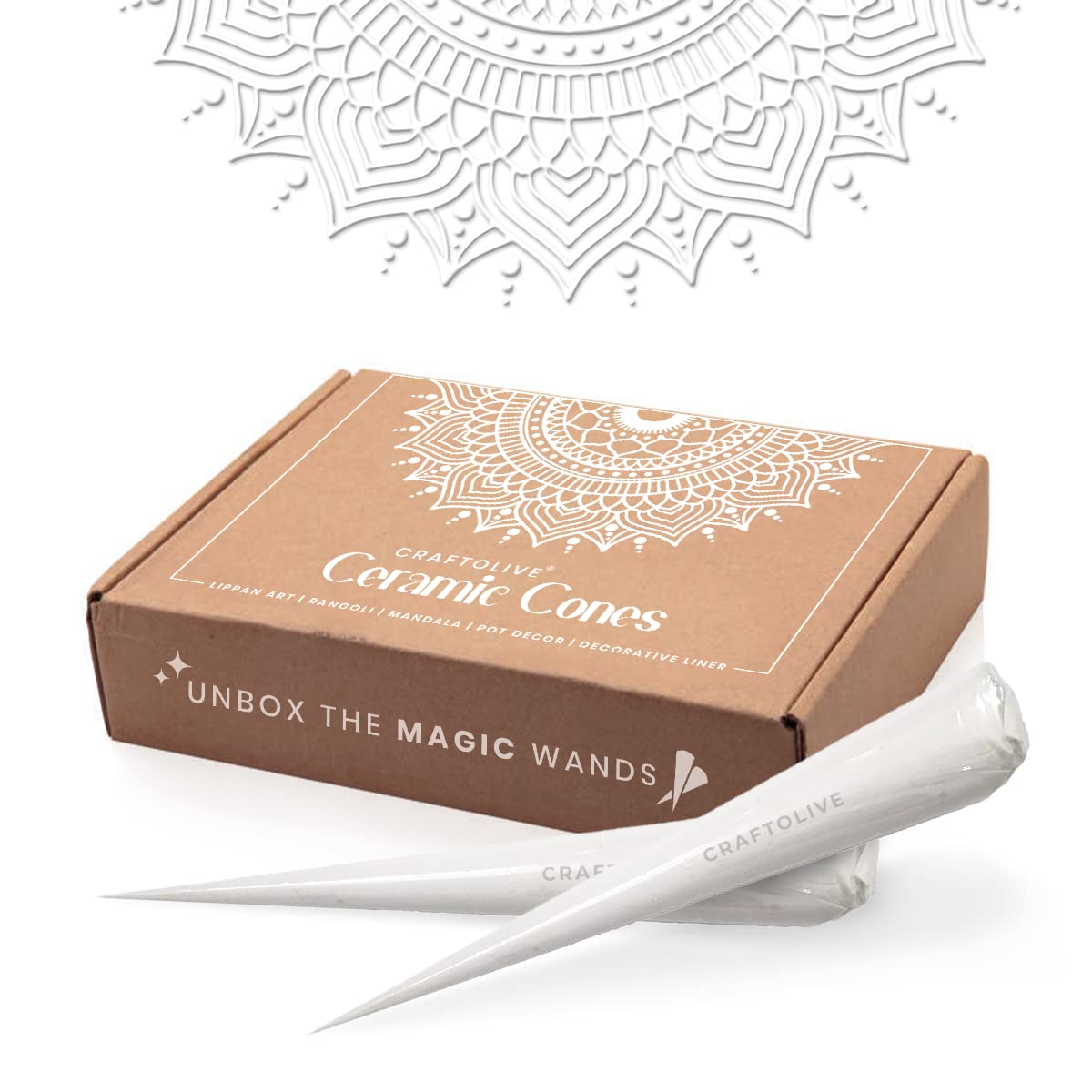 Craftolive White Ceramic Cones Paste, Pack of 8 Cones