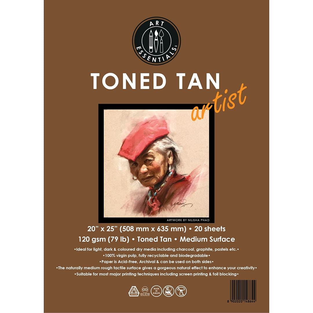 Art Essentials Toned Tan Artist Papers 120gsm, 10 Sheets, A3